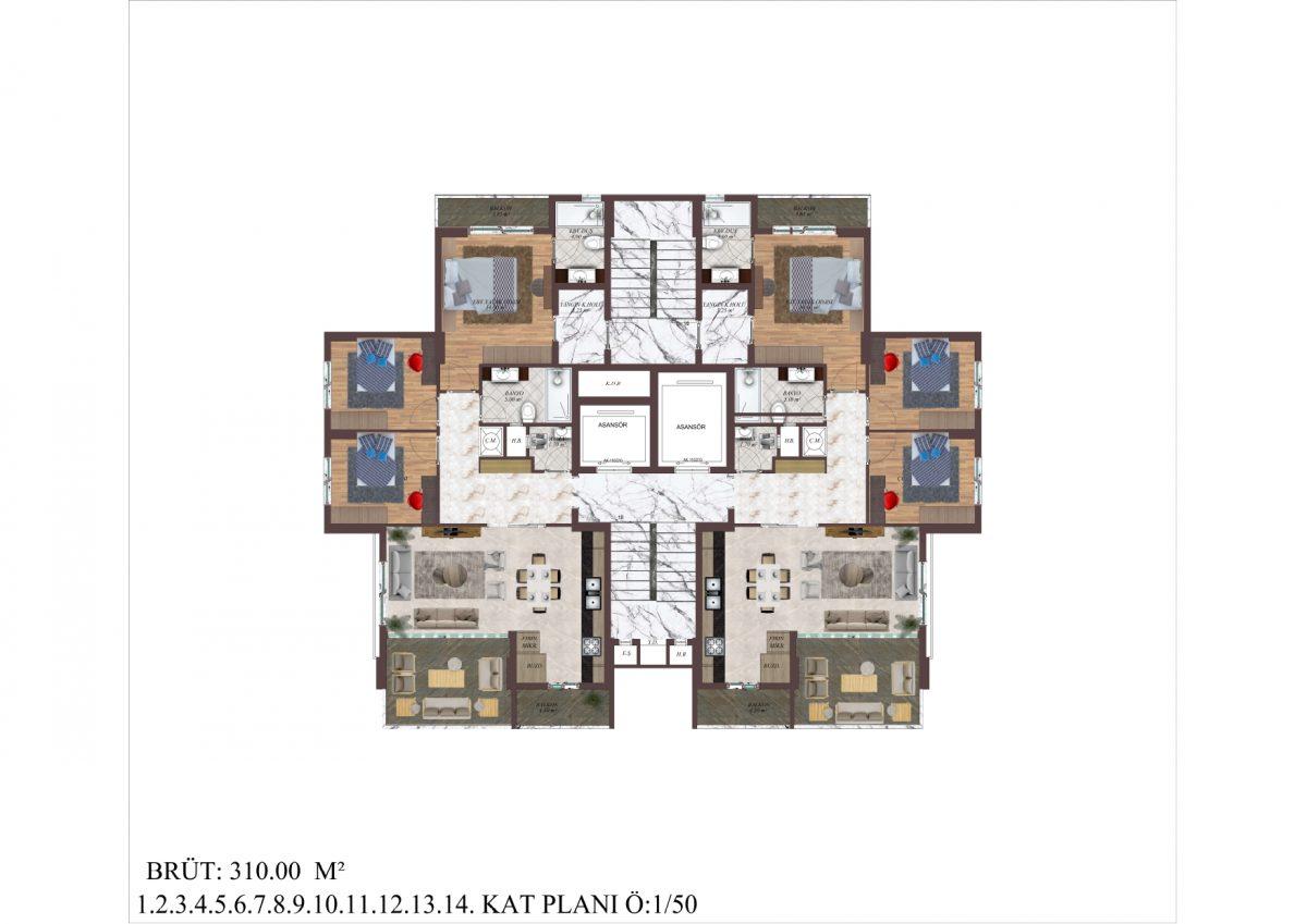 Project of a modern residential complex in the city of Mersin near the sea - Umbrella Group - Photo 41