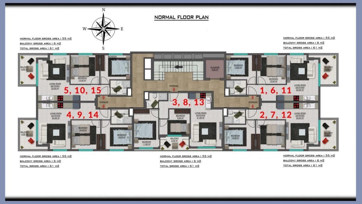 Project with 2+1 apartments in 650 meters from Cleopatra beach - Umbrella Group - Photo 21