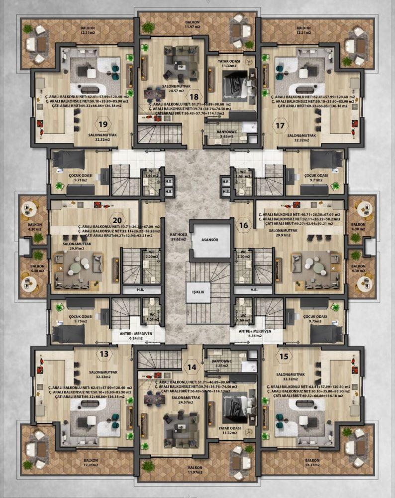 New residential complex in Oba district with spacious apartments and commercial premises - Umbrella Group - Photo 24