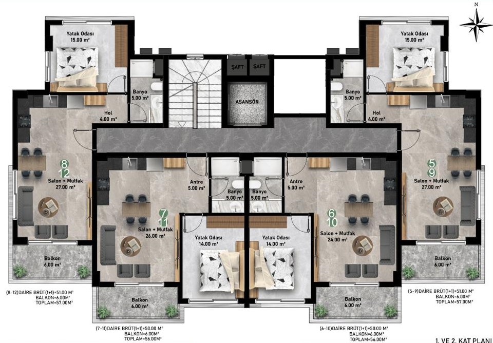 New modern project with cozy apartments near Cleopatra beach, 450 m to the center - Umbrella Group - Photo 29