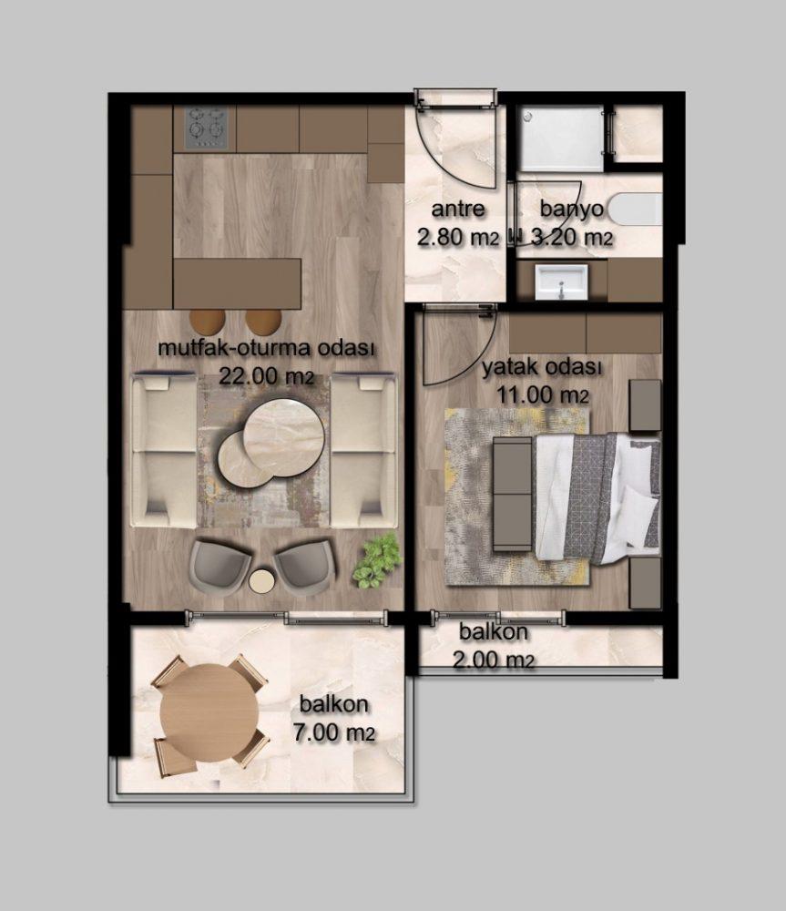 New residential complex in Mersin with plans 1+1, 2+1 - Umbrella Group - Photo 14
