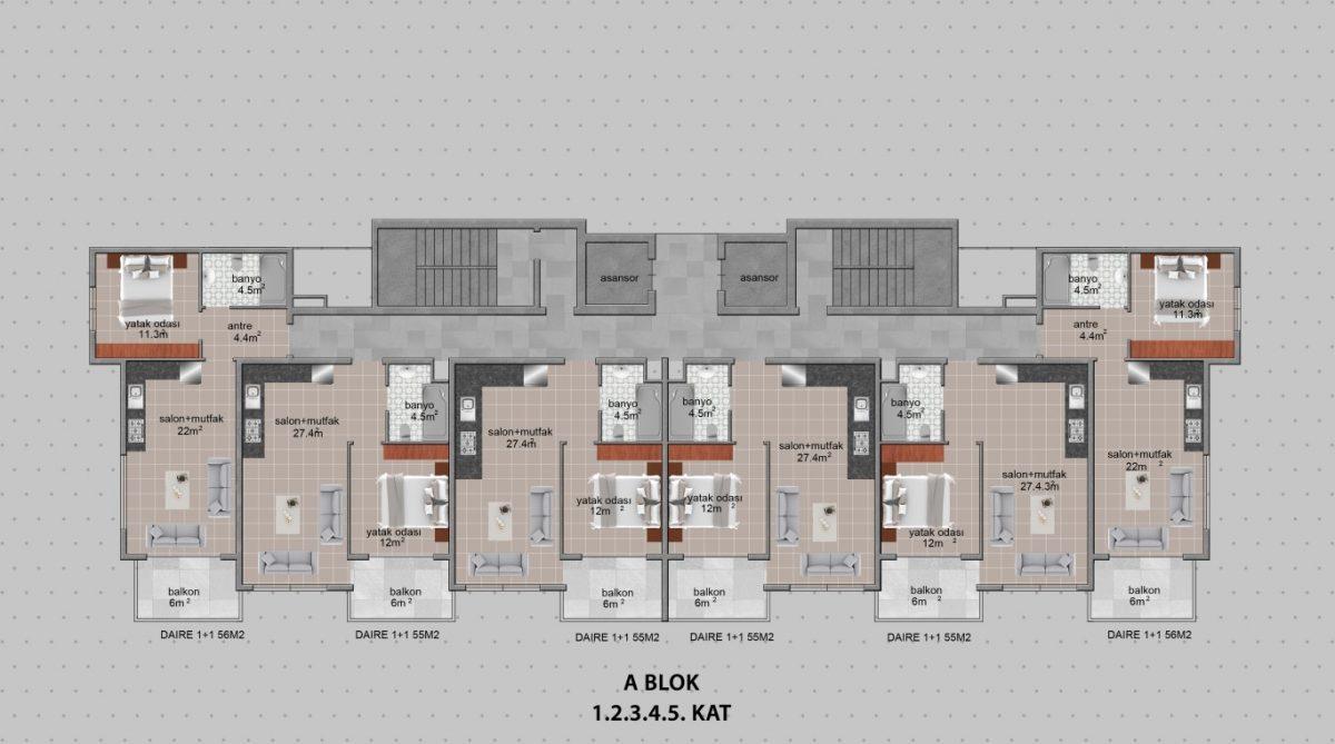 New residential complex in Turkey next to the pine forest in the area of Avsallar, Alanya (Plans 1+1, 2+1, 3+1) - Umbrella Group - Photo 16
