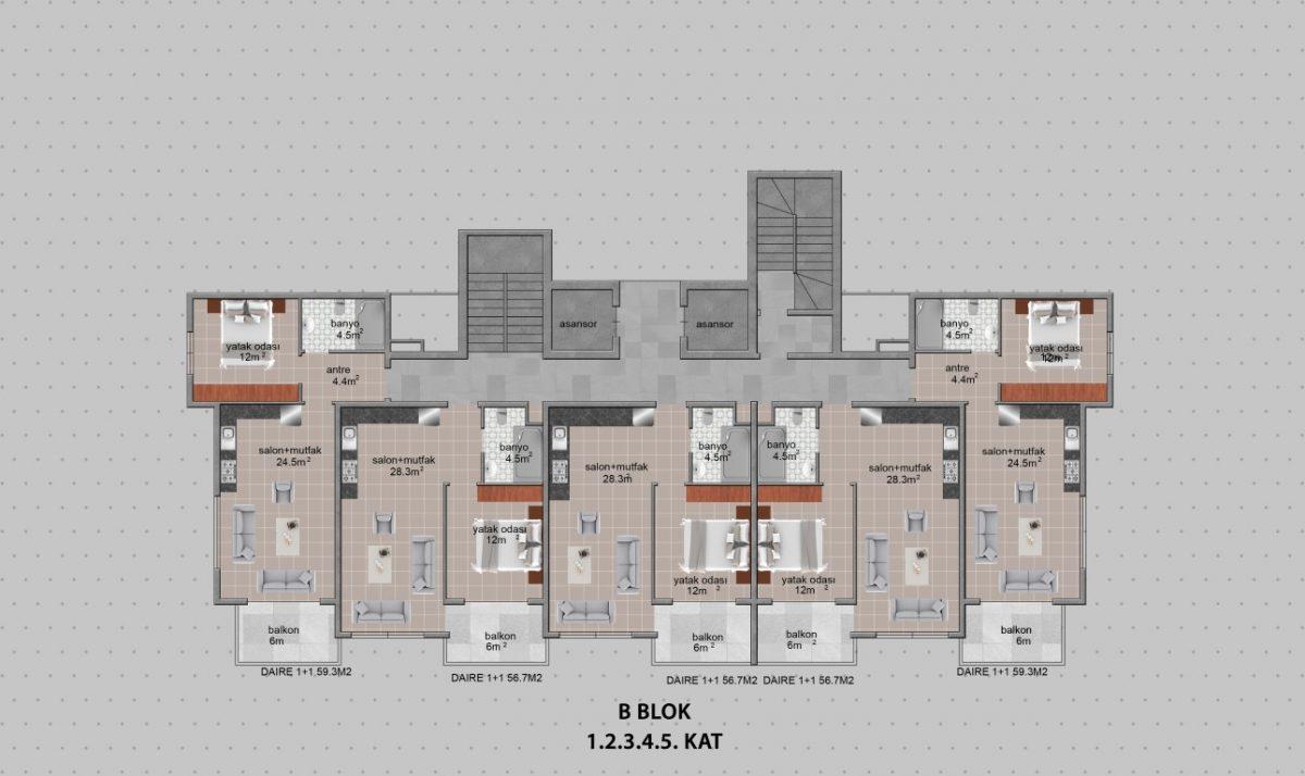 New residential complex in Turkey next to the pine forest in the area of Avsallar, Alanya (Plans 1+1, 2+1, 3+1) - Umbrella Group - Photo 21