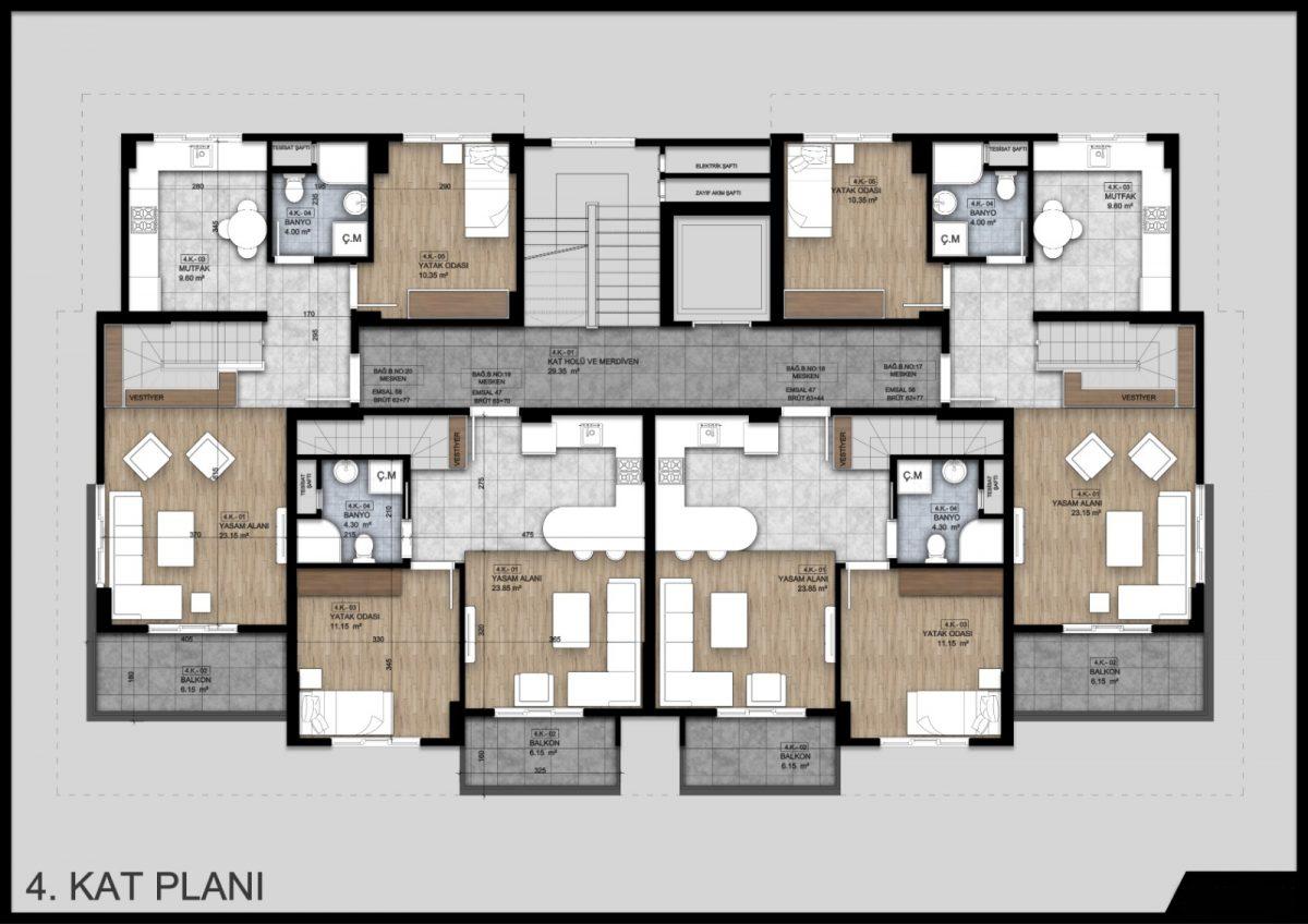 Modern five-storey residential complex in Turkey in the area of Okurdjalar (area 63-180 m²) - Umbrella Group - Photo 24