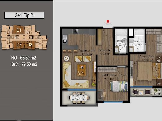 Residential complex with spacious apartments 2+1 and 3+1 in Teja, Mersin - Umbrella Group - Photo 14