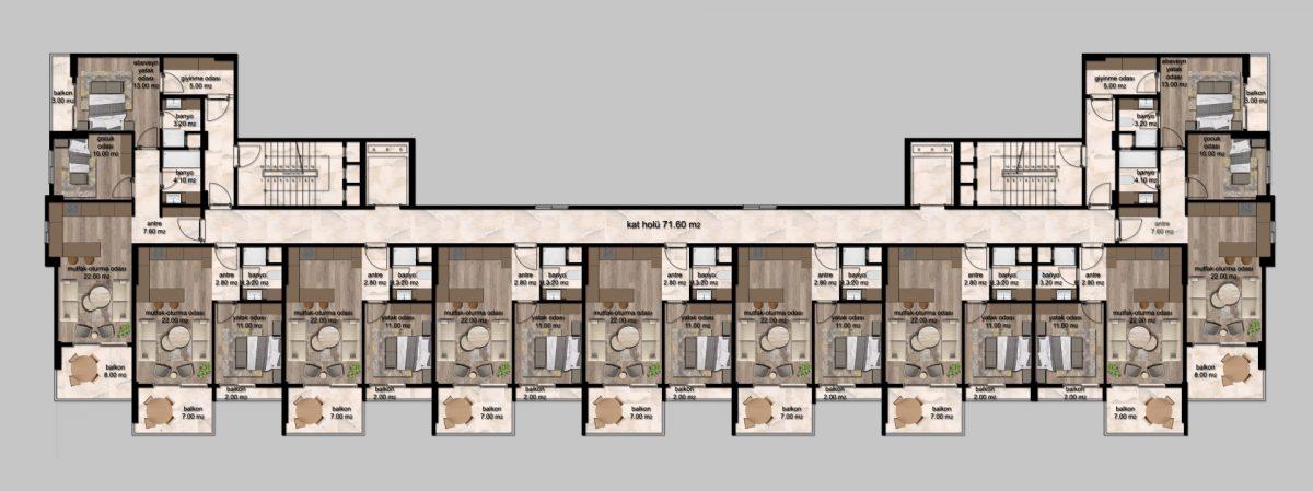 New residential complex in Mersin with plans 1+1, 2+1 - Umbrella Group - Photo 12
