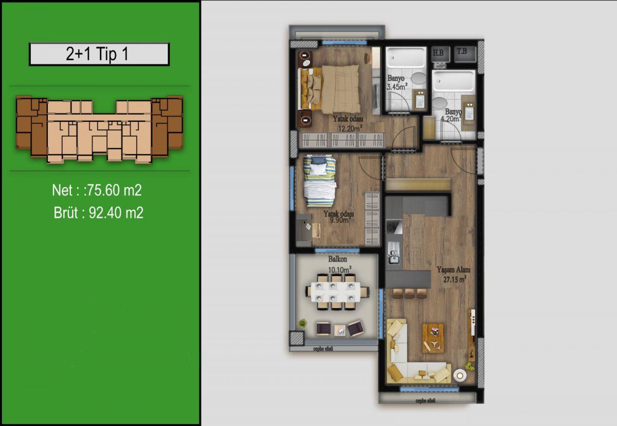 New 1+1, 2+1 residential development in Erdemley - Umbrella Group - Photo 22