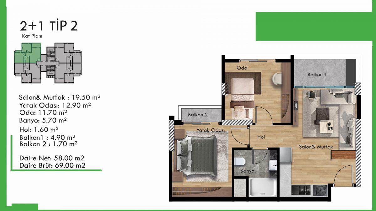 New investment project with apartments 2+1 in Mezitli, Mersin - Umbrella Group - Photo 26