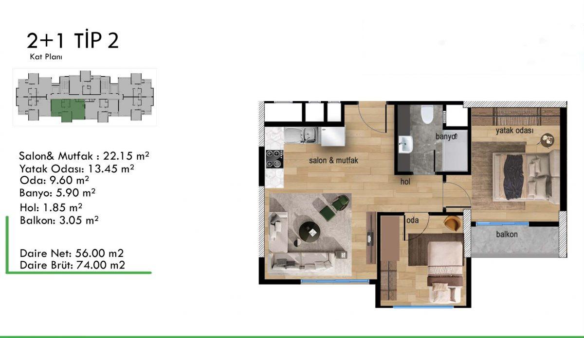 New large-scale project with 2+1 apartments in Mezitli, Mersin - Umbrella Group - Photo 20