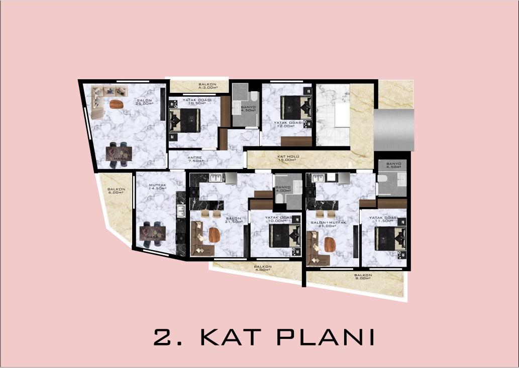 New stylish low-rise house in the area of Demirtaş (plans 1+1,2+1) - Umbrella Group - Photo 18
