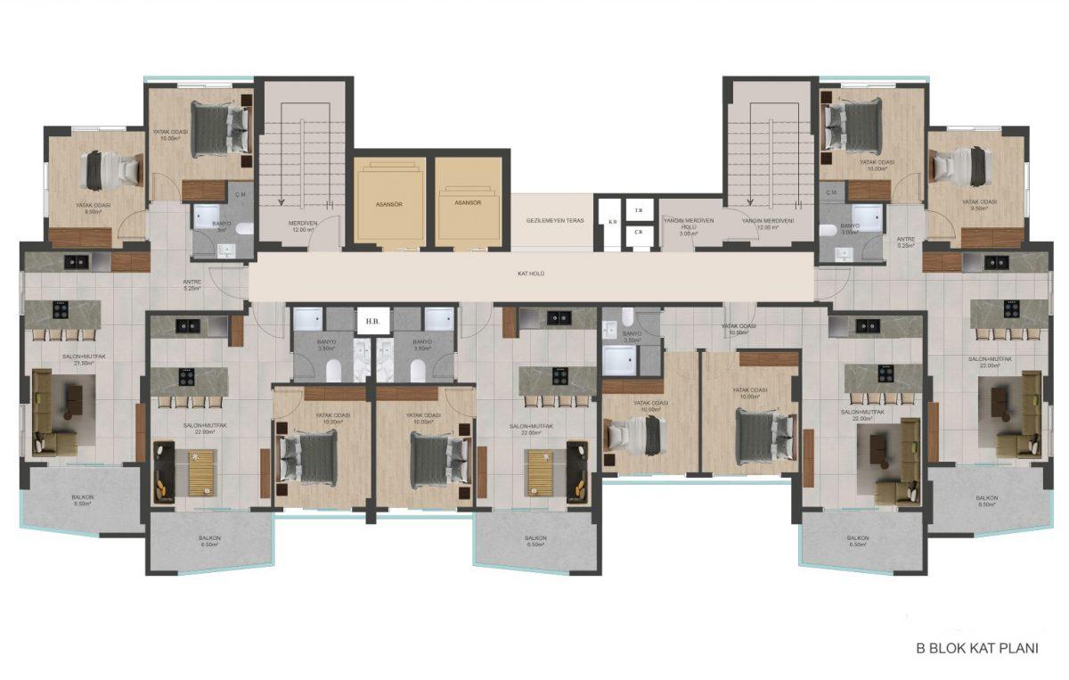 New residential complex in a quiet area of the city of Mersin, with plans 1+1, 2+1 and 3+1 - Umbrella Group - Photo 30