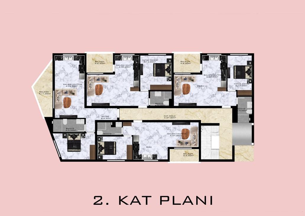 New stylish low-rise house in the area of Demirtaş (plans 1+1,2+1) - Umbrella Group - Photo 21