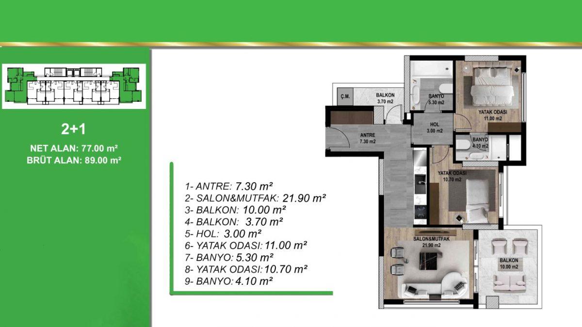 New 1+1 apartment complex in Mezitli district - Umbrella Group - Photo 11