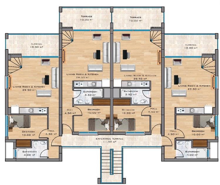 Project of a modern residential complex in Northern Cyprus in the area of Esentepe, apartment layout 2+1 - Umbrella Group - Photo 18