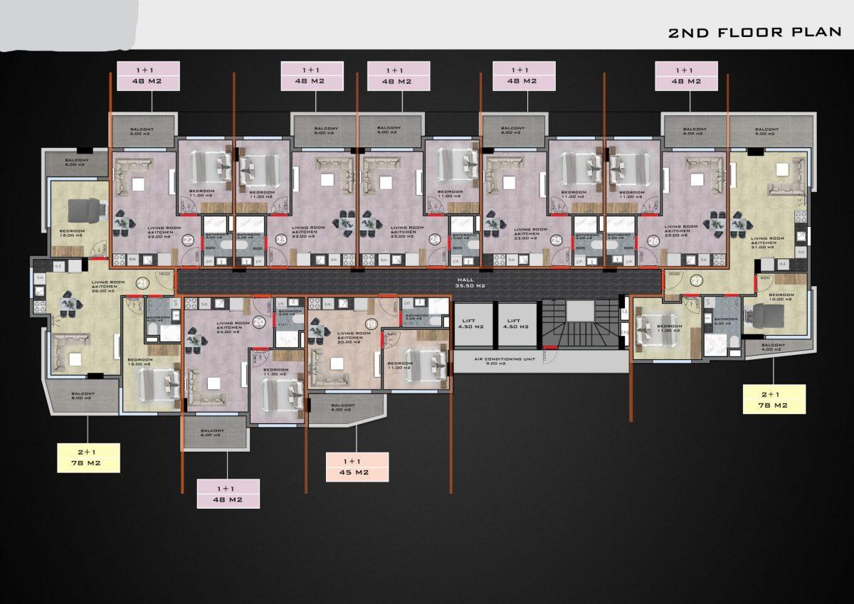 Apartment planning 2+1, 78 m2 in the center of Alanya - Umbrella Group - Photo 25