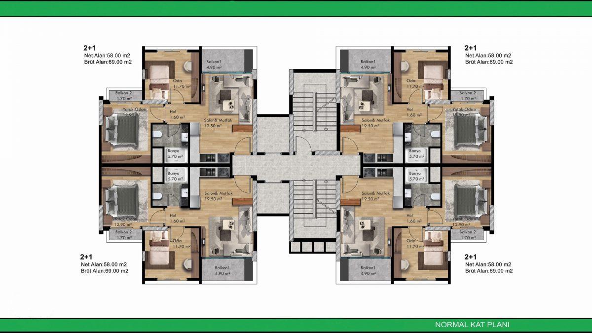 New investment project with apartments 2+1 in Mezitli, Mersin - Umbrella Group - Photo 29