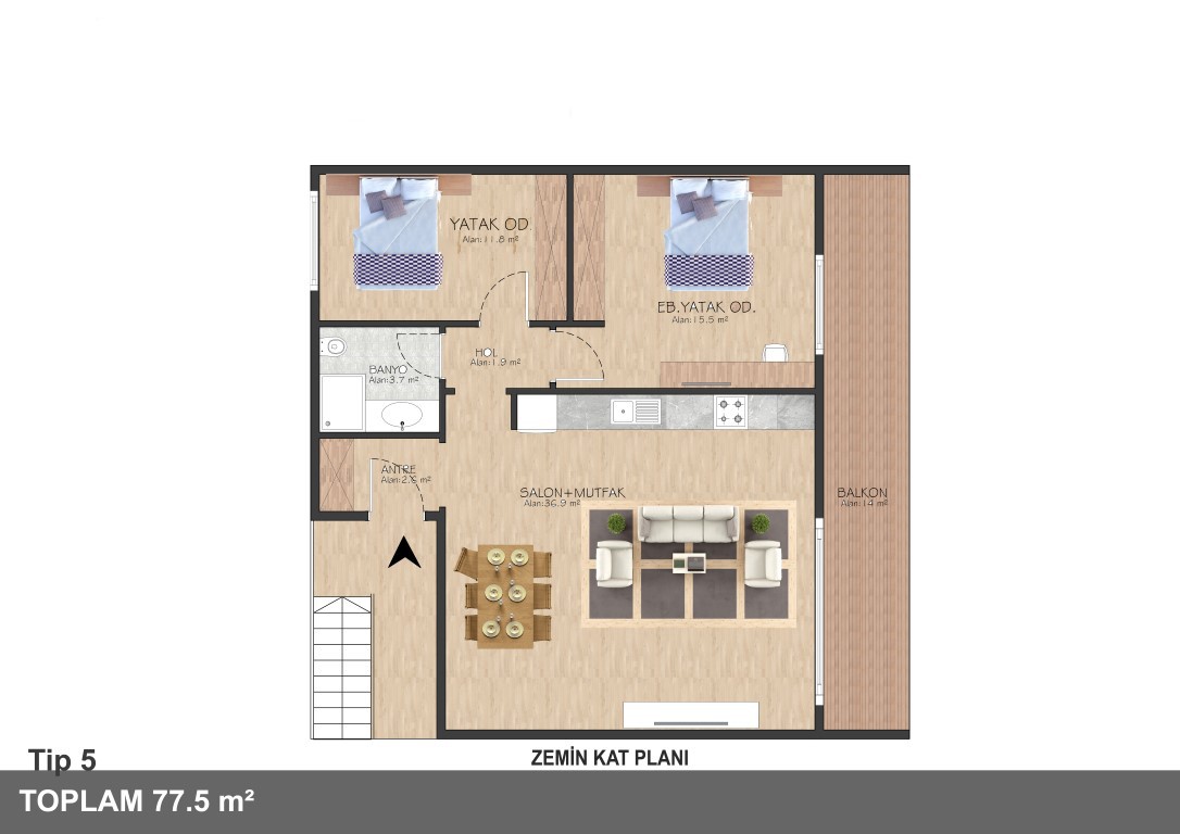 New project in Northern Cyprus, in the city of Lapta, apartments in 1+1, 2+1 - Umbrella Group - Photo 15
