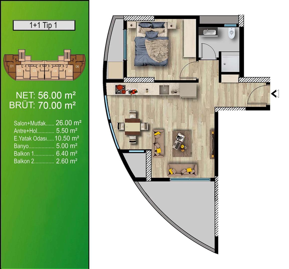 New high-rise residential complex with apartments 1+1 by the sea - Umbrella Group - Photo 35