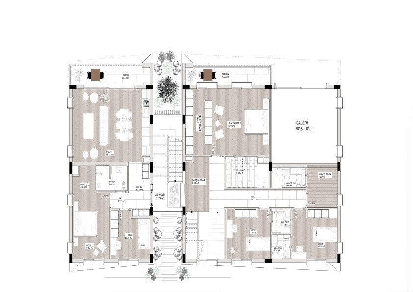 Project of a modern residential complex in Northern Cyprus, apartment layout 2+1, 4+1 - Umbrella Group - Photo 12