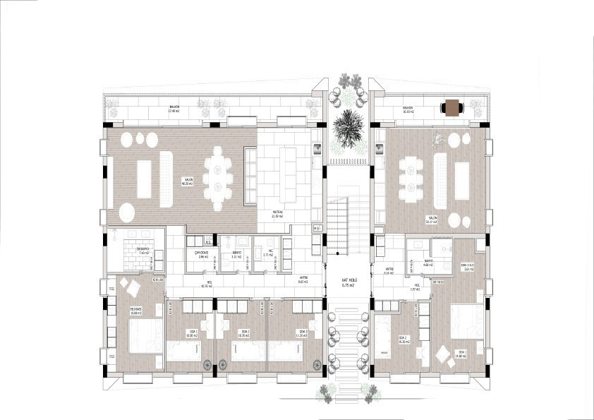 Project of a modern residential complex in Northern Cyprus, apartment layout 2+1, 4+1 - Umbrella Group - Photo 11