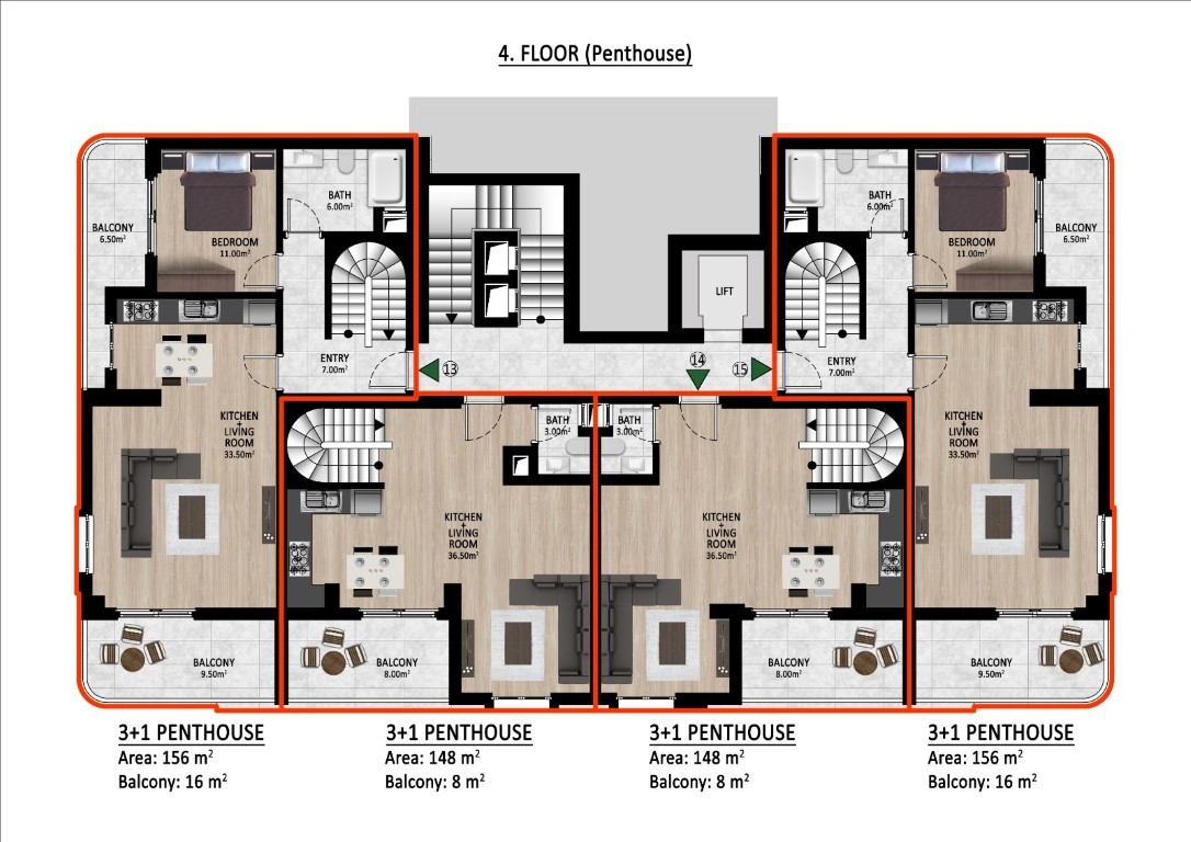 New residence under construction, spacious 2+1 and 3+1 apartments in Gazipash - Umbrella Group - Photo 13