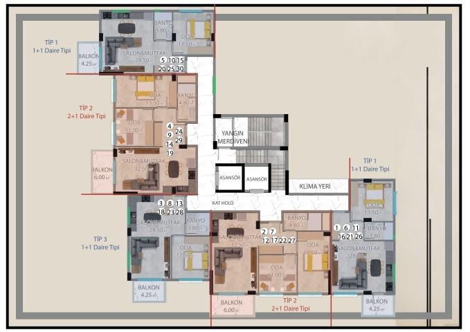 New project under construction in the Demirtaş area, apartments in 1+1, 2+1, 3+1 - Umbrella Group - Photo 14