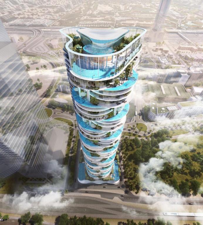 Damac Casa Tower luxury residential development with panoramic views of Palm Jumeirah and Dubai skyline - Umbrella Group