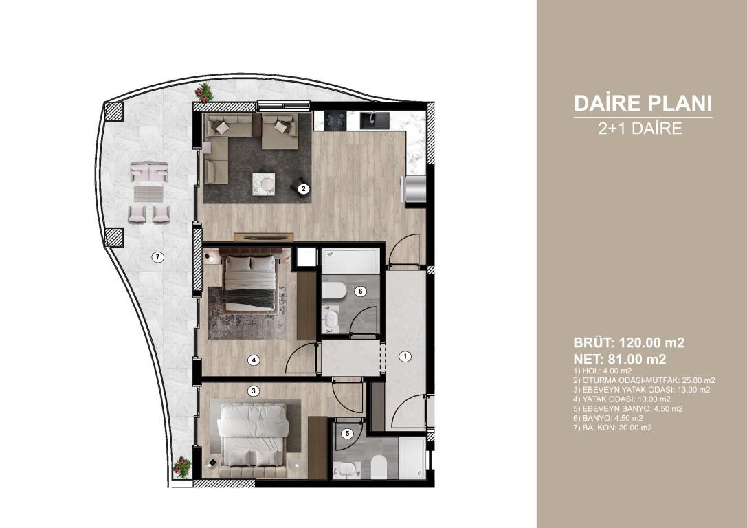 Residential complex under construction, with 1+1 and 2+1 apartments, Mersin - Umbrella Group - Photo 15