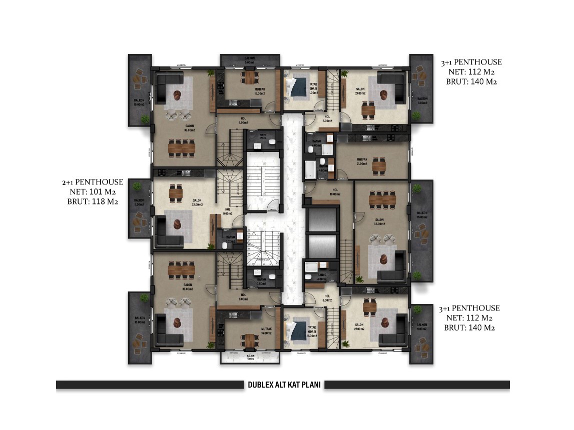New residential complex with 1+1, 2+1 and 3+1 apartments in the center of Alanya - Umbrella Group - Photo 43