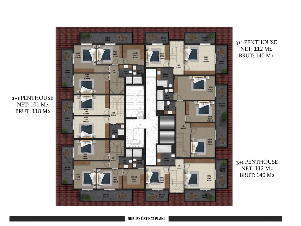 New residential complex with 1+1, 2+1 and 3+1 apartments in the center of Alanya - Umbrella Group - Photo 44