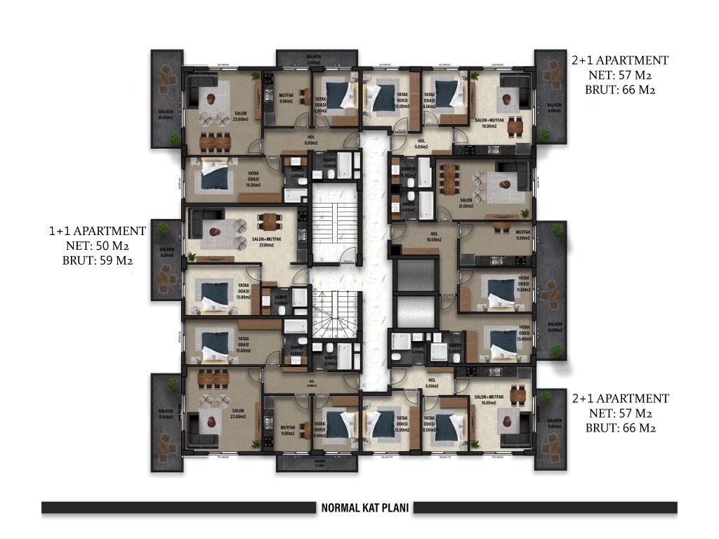 New residential complex with 1+1, 2+1 and 3+1 apartments in the center of Alanya - Umbrella Group - Photo 45