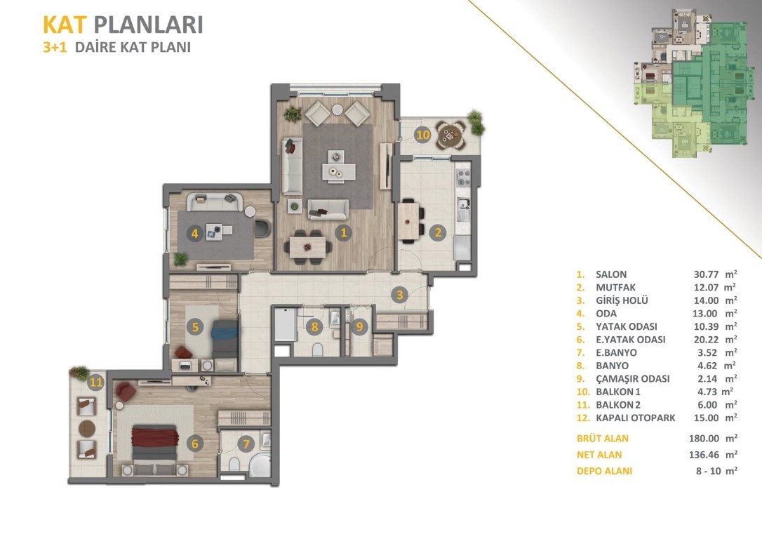 New project with 2+1 and 3+1 apartments in Istanbul - Umbrella Group - Photo 6