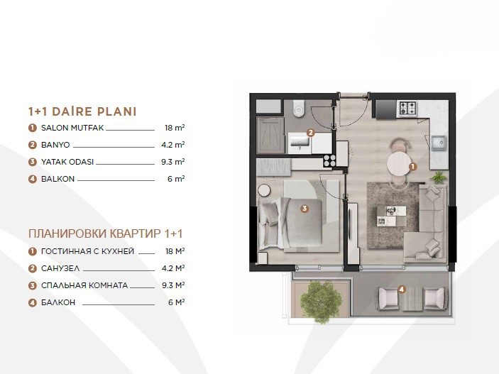 Apartments 1+1 and 2+1 in Antalya with installment and on the final stage of construction - Umbrella Group - Photo 10