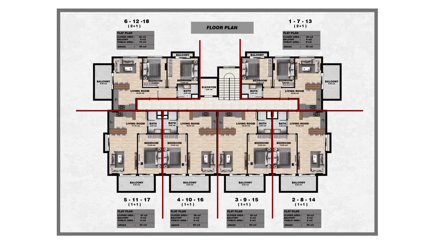 New project in the heart of Alanya, with apartments of 1+1, 2+1 and 3+1 - Umbrella Group - Photo 30