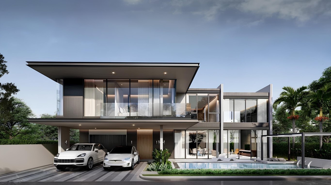 Highland Park Pool Villas, a complex of luxury villas with swimming pool, on the hillside in the prestigious area of Pattaya - Umbrella Group