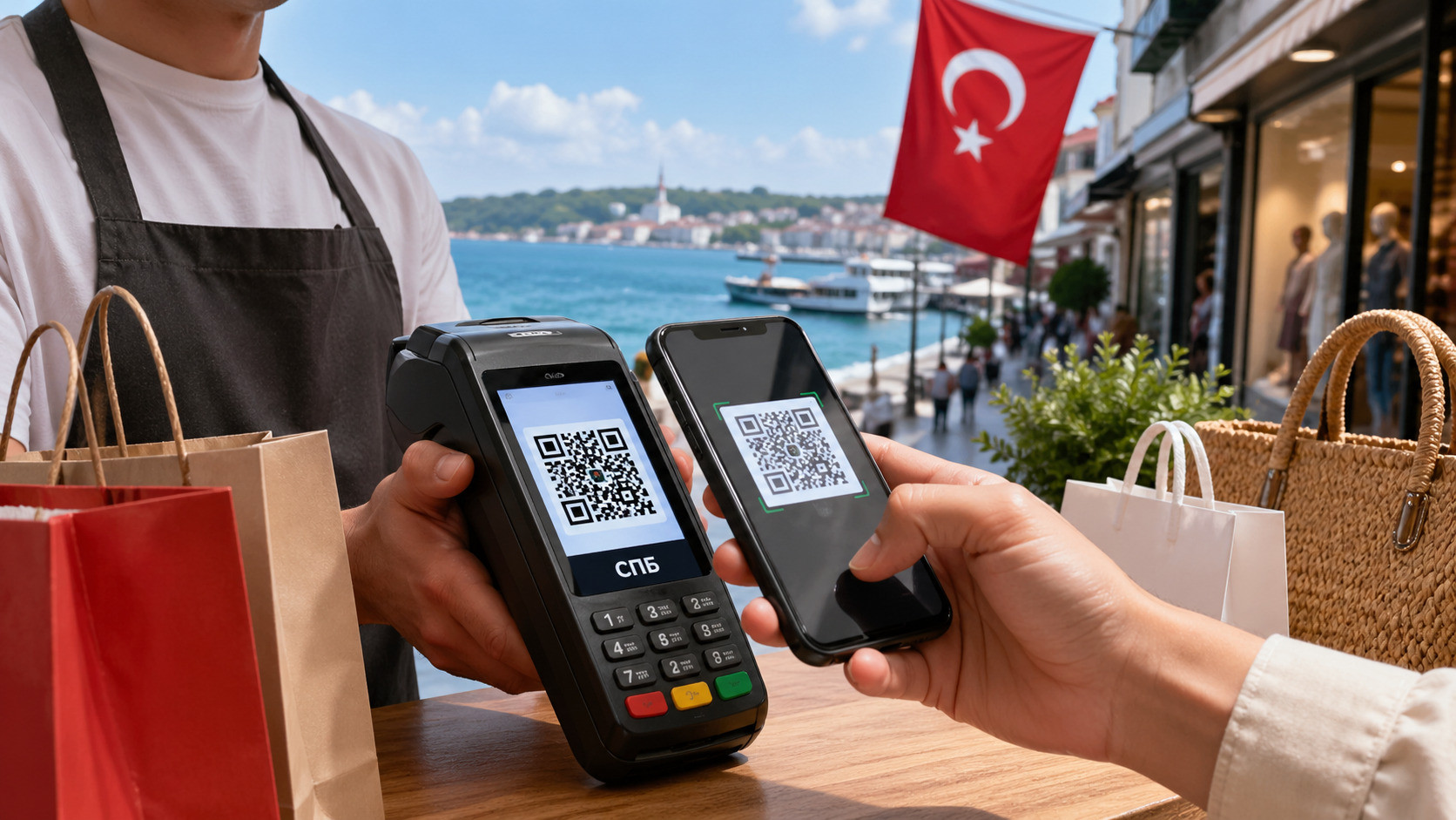 Оплата рублями в Турции через СБП по QR-коду в магазине