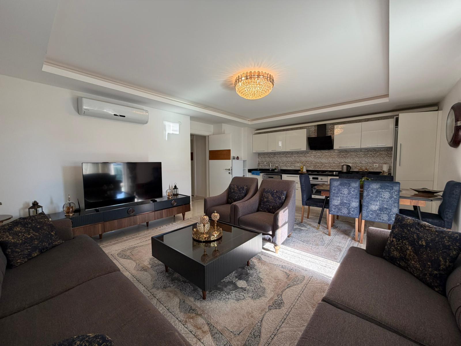 Furnished 3+1 Duplex in Cleopatra, Alanya, 350 m from the Beach