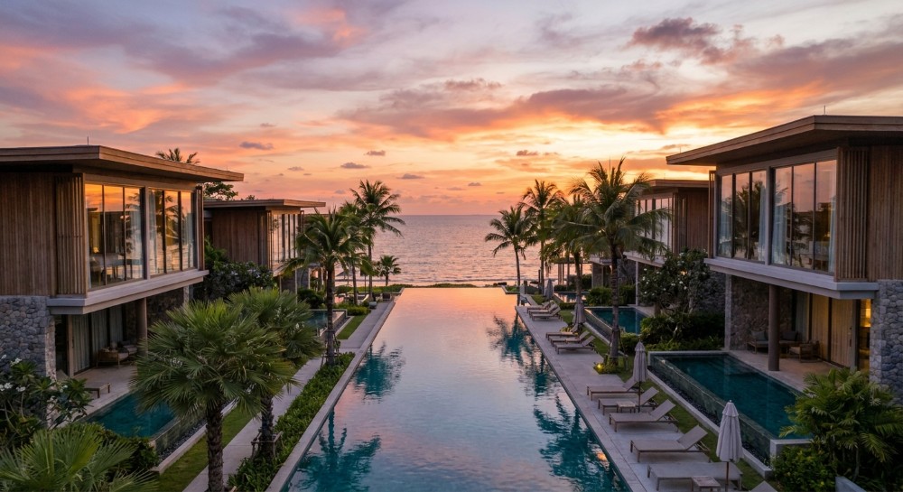 Tayland, Phuket kıyısındaki lüks sahil villaları.