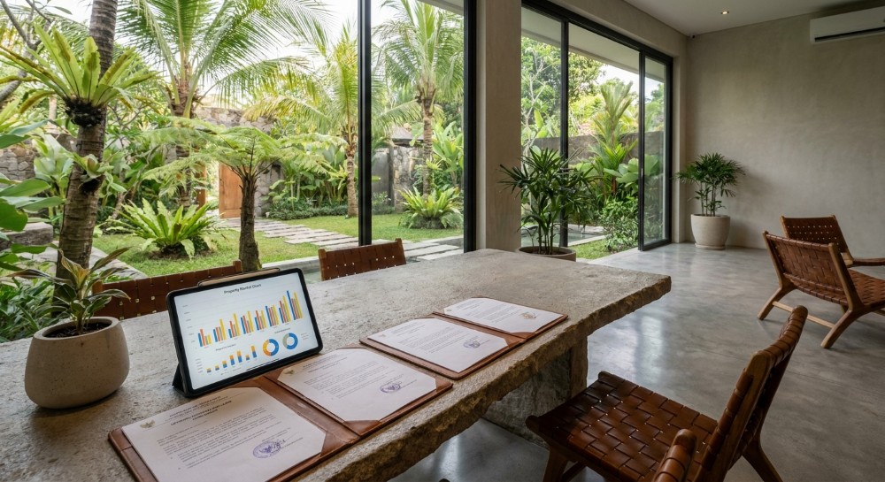 Umbrella Group ofisinde Bali'de mülk edinme üzerine danışmanlık.