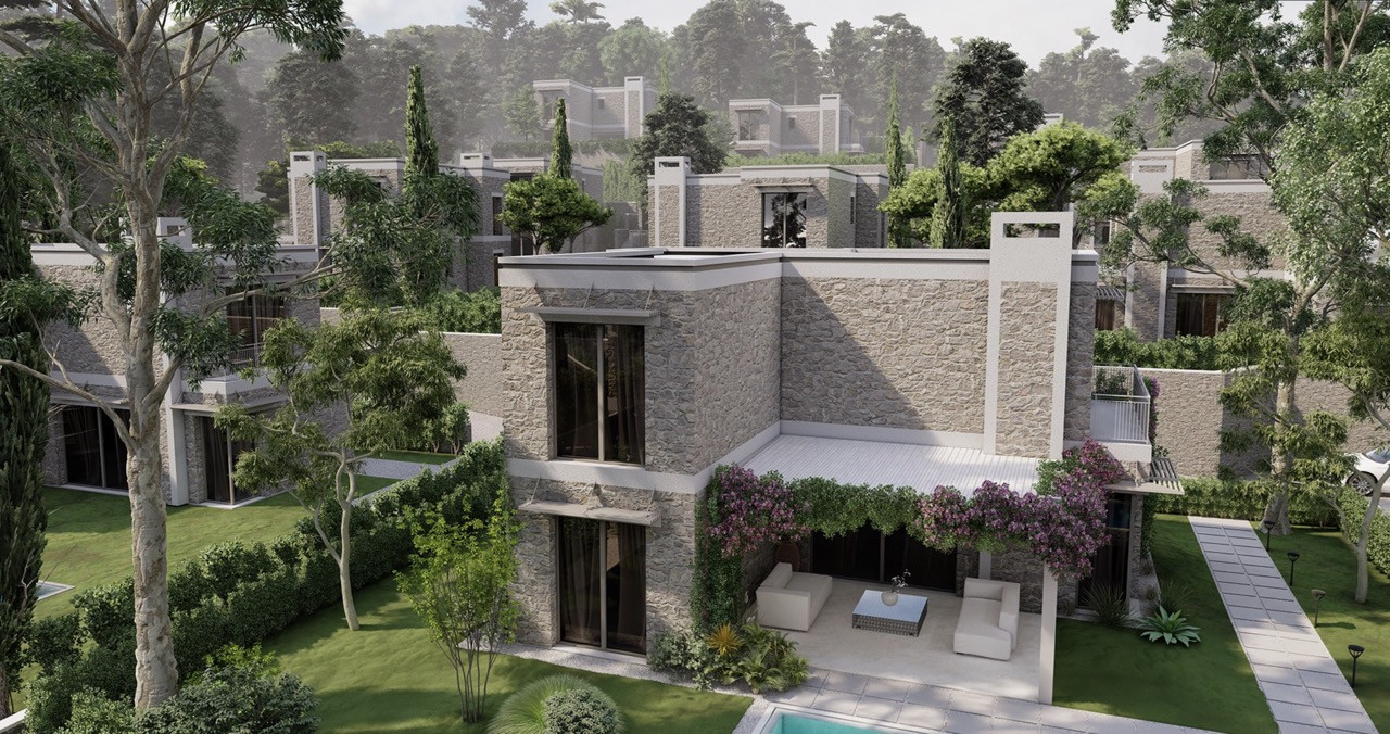 Private villas with individual pools on the Aegean coast