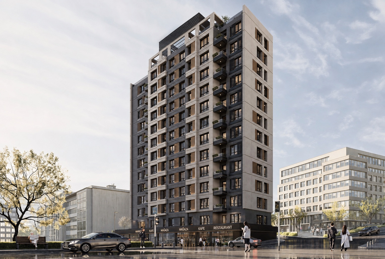 Apartments with panoramic views of the Sea of Marmara in a modern complex in Zeytinburnu