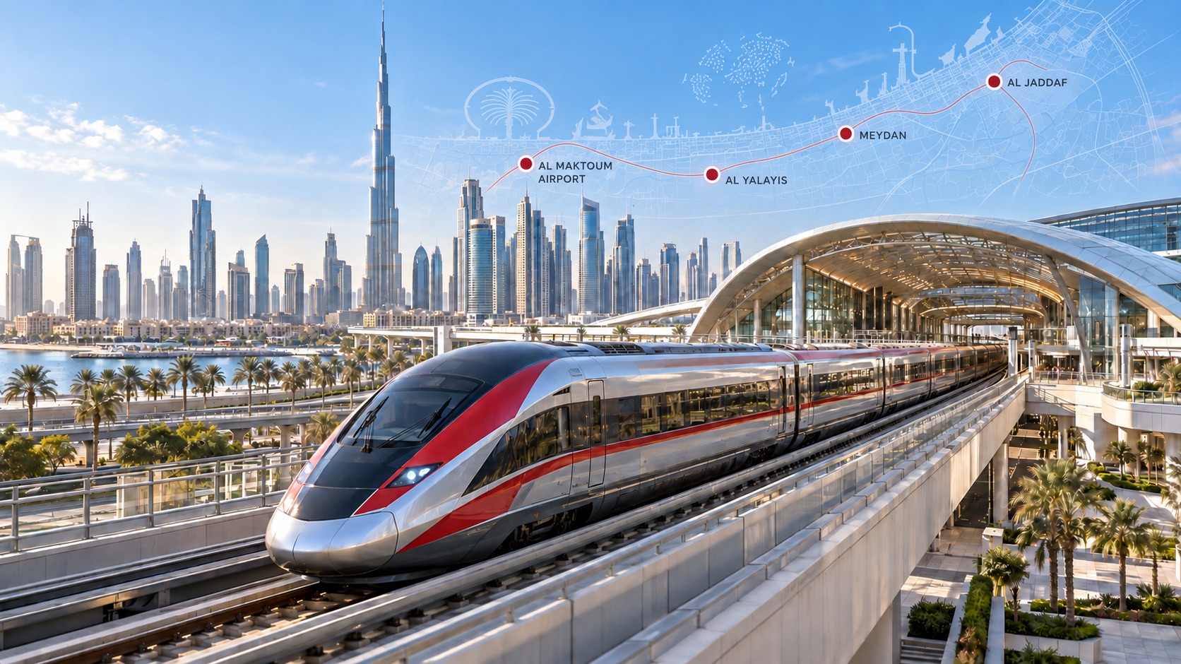 Новые железнодорожные станции Etihad Rail в Дубае