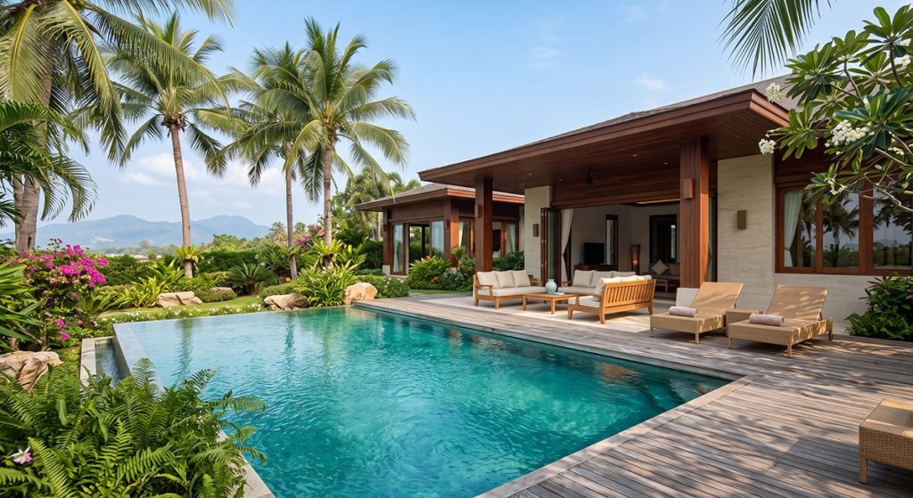 Luxury private pool villa surrounded by tropical greenery in Hua Hin