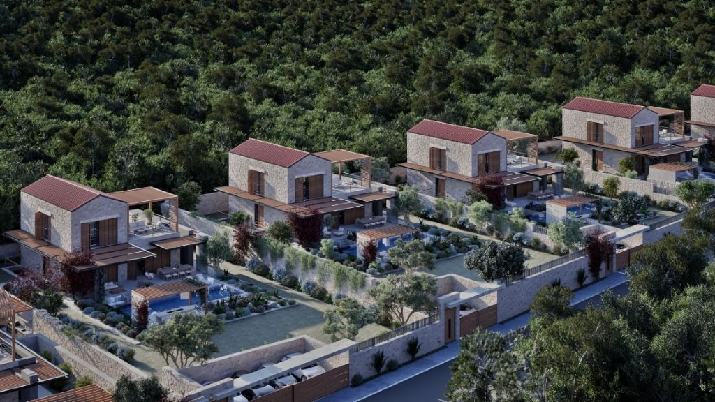 Виллы 4+2 с частными бассейнами и участками до 1 300 м² в Бодруме