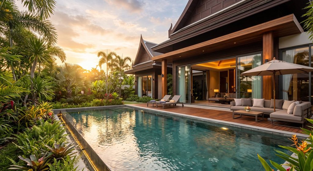 Luxury tropical-style private villa with a swimming pool in Pattaya